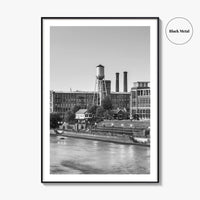 Columbus Georgia Skyline Black and White Fine Art Photo Print, Downtown Chattahoochee River Poster