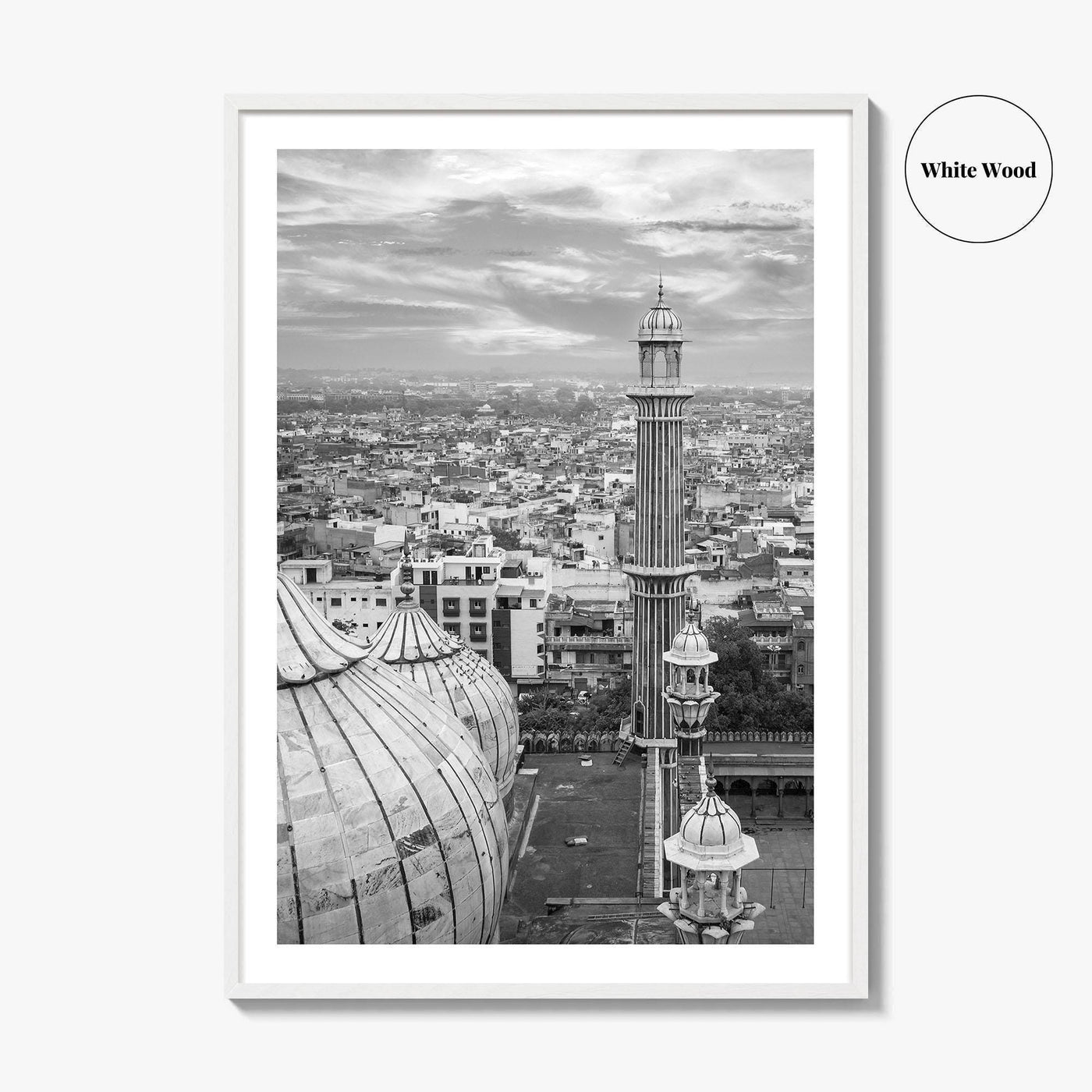 Delhi Black and White Fine Art Photo Print, Jama Masjid India Poster