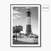 Tybee Island Black and White Fine Art Photo Print, Lighthouse, Georgia, USA Wall Poster