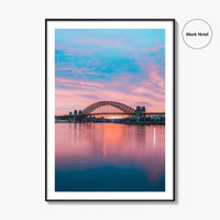 Sydney Blue and Purple Fine Art Photo Print, Harbour Bridge Silhouette, Australia Poster
