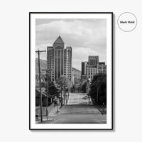 Roanoke Skyline Black and White Fine Art Photo Print, Jefferson Street, Virginia, Wall Decor