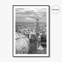 Delhi Black and White Fine Art Photo Print, Jama Masjid India Poster