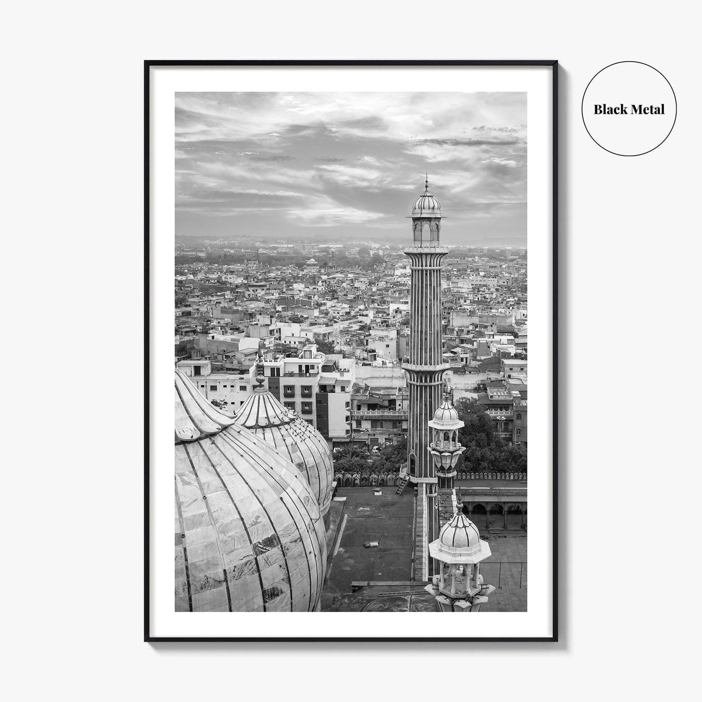 Delhi Black and White Fine Art Photo Print, Jama Masjid India Poster