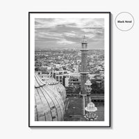 Delhi Black and White Fine Art Photo Print, Jama Masjid India Poster