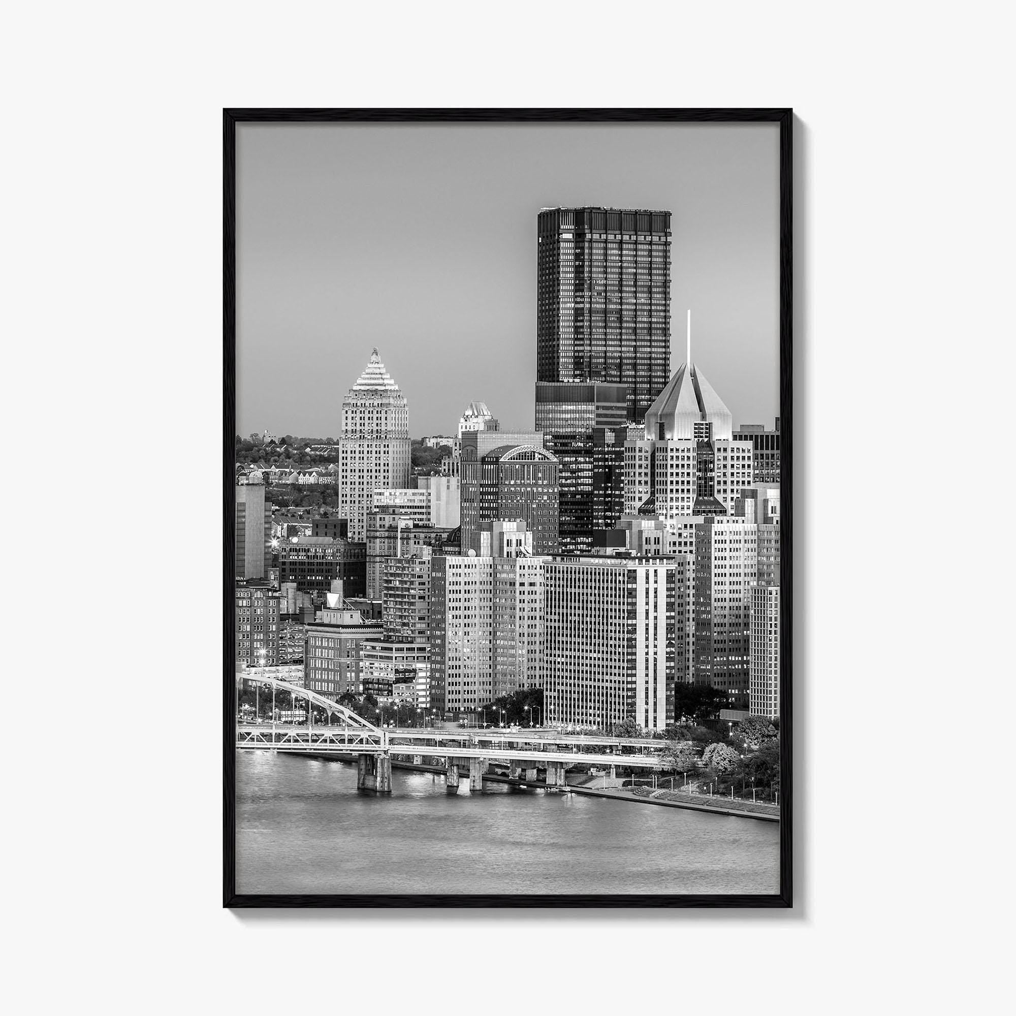 Pittsburgh Skyline Black and White Fine Art Photo Print, Pennsylvania Wall Decor Poster, USA