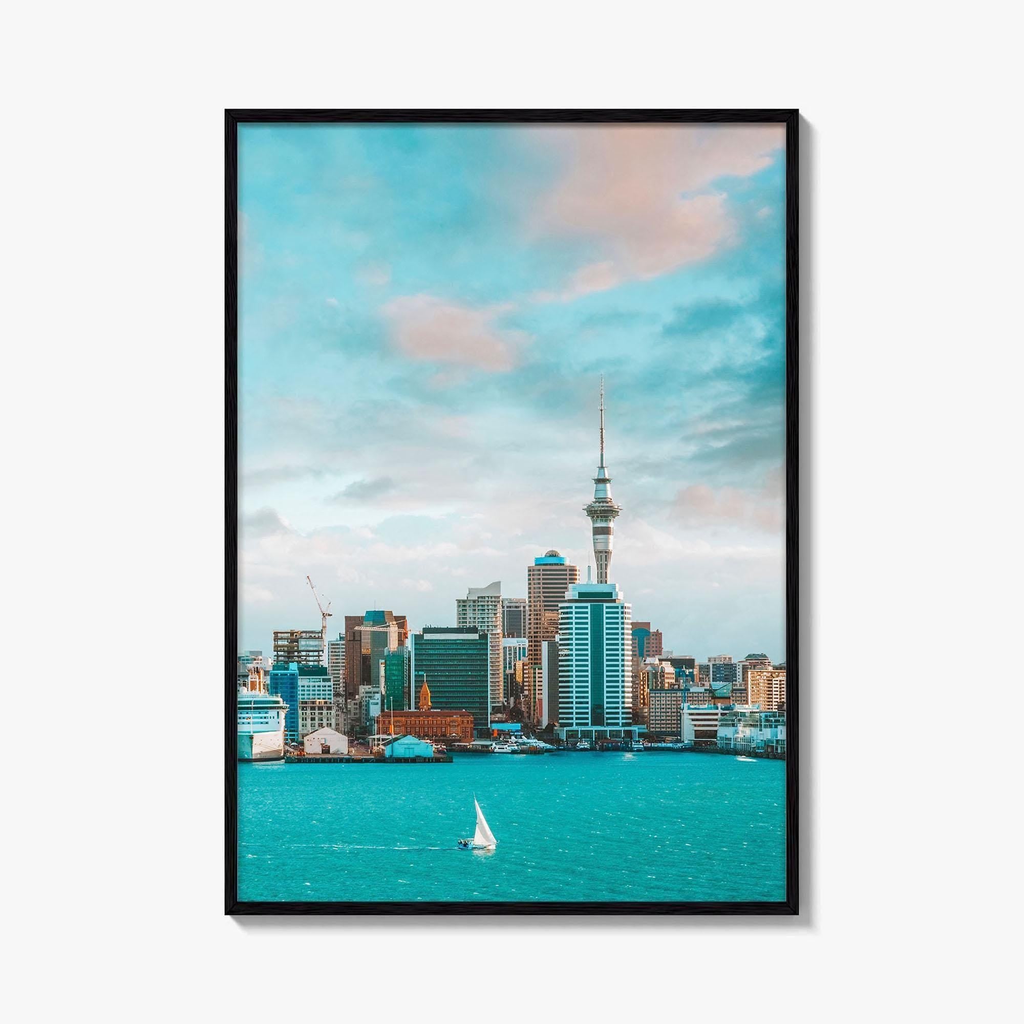 Auckland Skyline Fine Art Photo Print, New Zealand Wall Decor Poster, Harbour