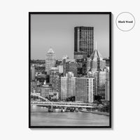 Pittsburgh Skyline Black and White Fine Art Photo Print, Pennsylvania Wall Decor Poster, USA