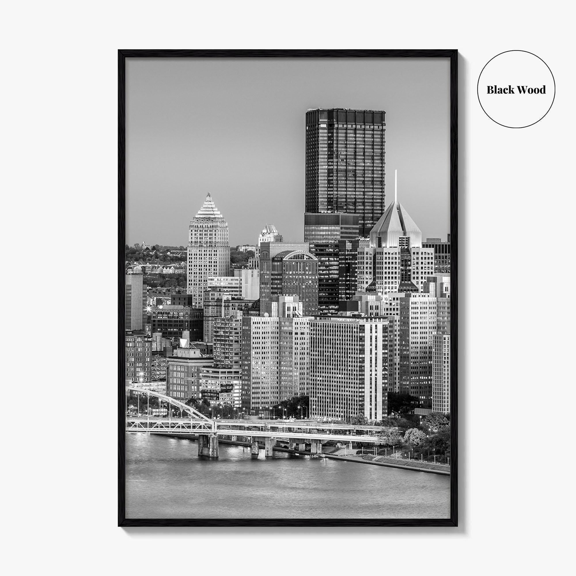 Pittsburgh Skyline Black and White Fine Art Photo Print, Pennsylvania Wall Decor Poster, USA
