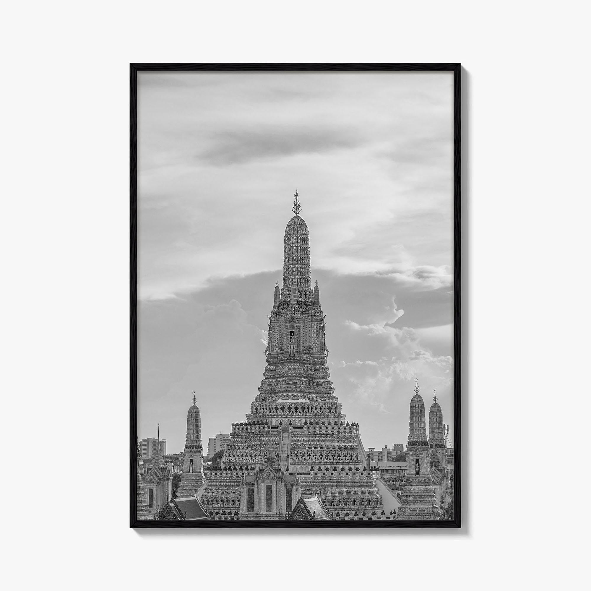 Bangkok Black and White Fine Art Photo Print, Wat Arun Temple Poster, Thailand Poster