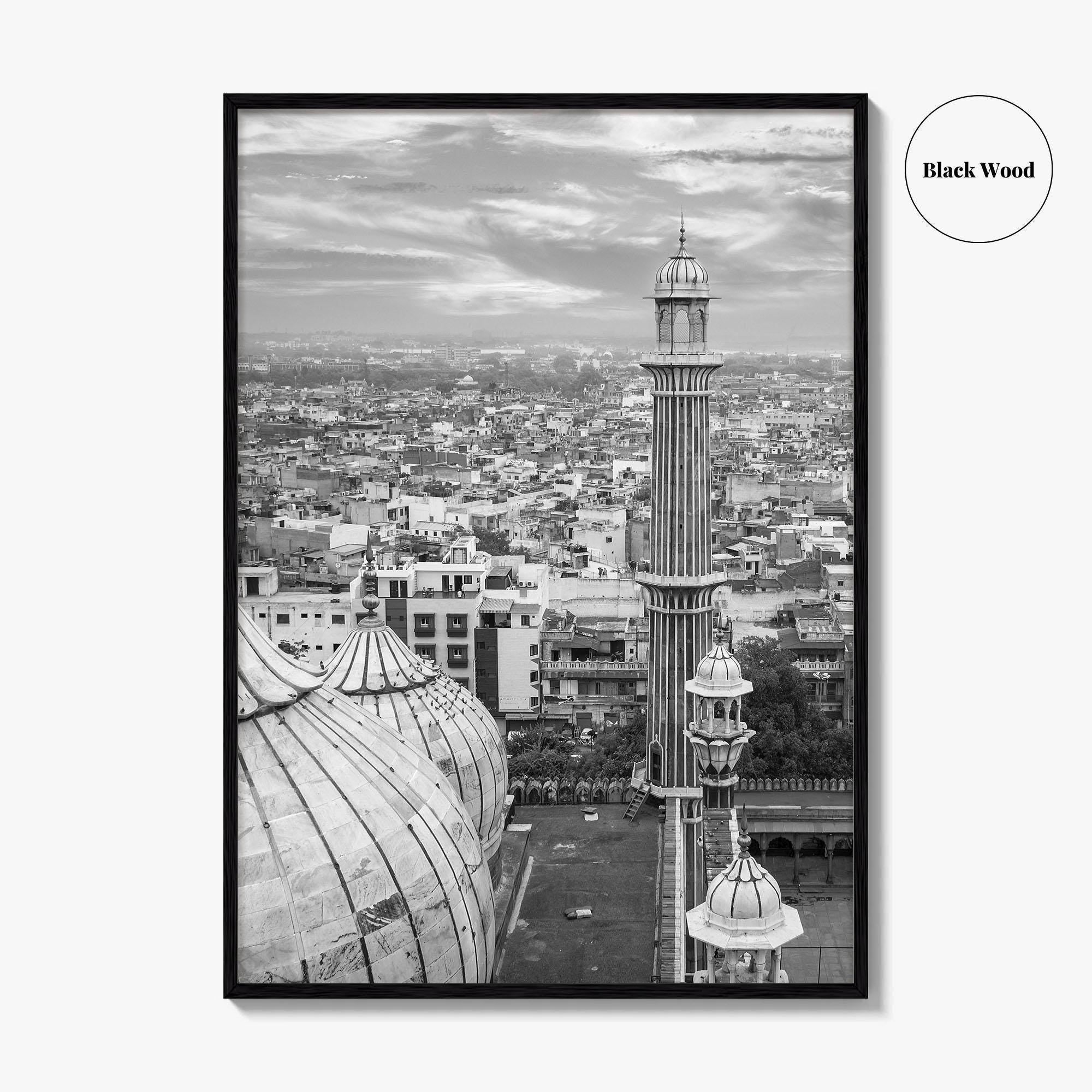 Delhi Black and White Fine Art Photo Print, Jama Masjid India Poster