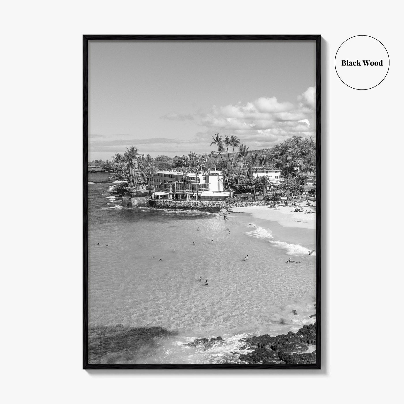 Kailua Kona Black and White Fine Art Photo Print, Magic Sands Beach, Hawaii Poster
