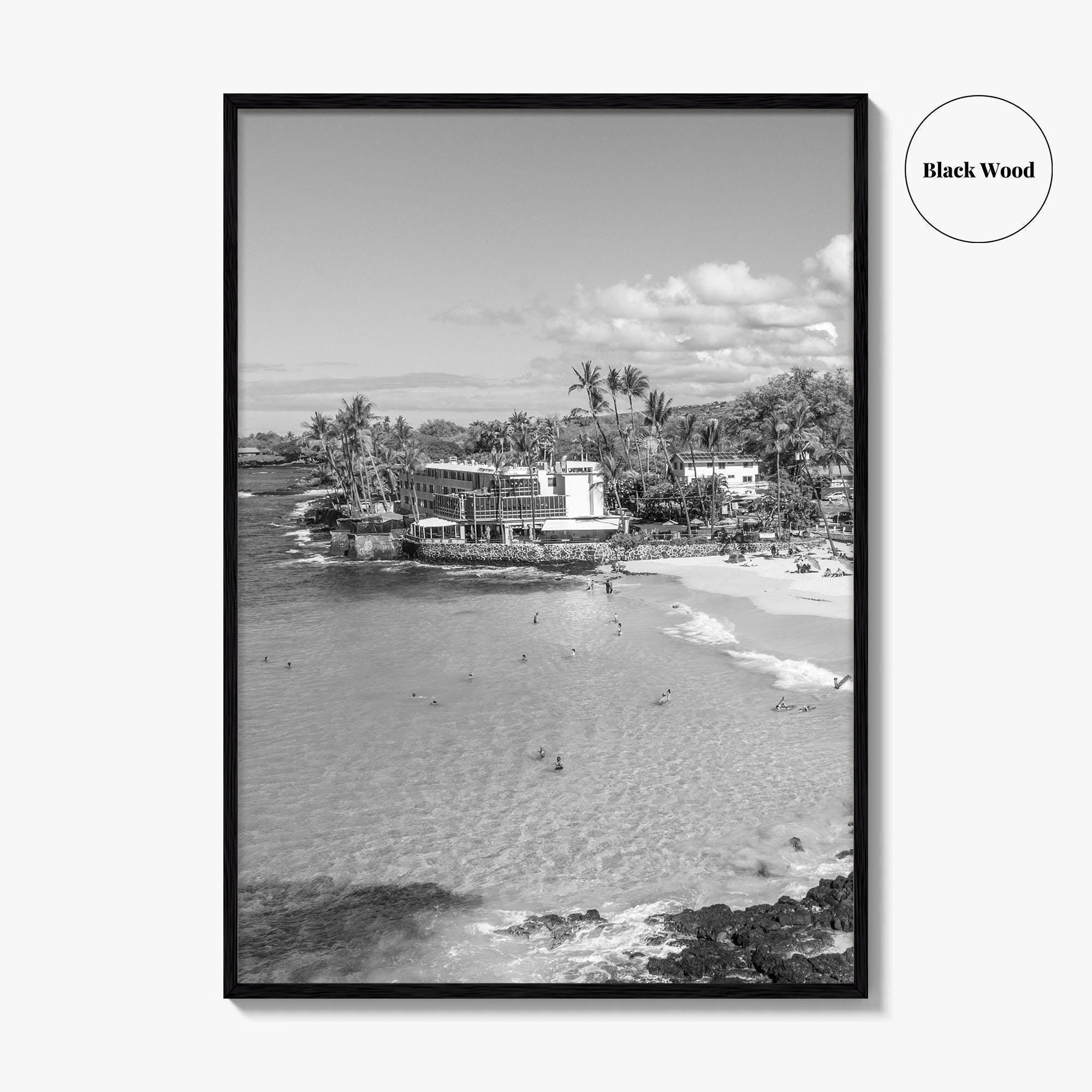 Kailua Kona Black and White Fine Art Photo Print, Magic Sands Beach, Hawaii Poster
