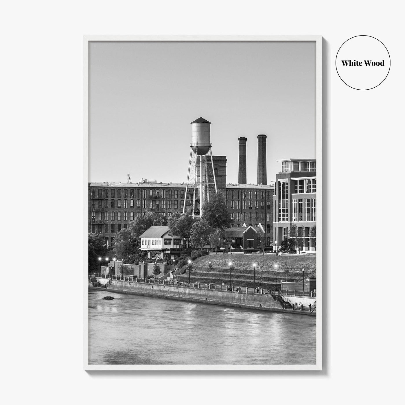 Columbus Georgia Skyline Black and White Fine Art Photo Print, Downtown Chattahoochee River Poster