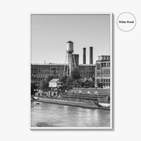 Columbus Georgia Skyline Black and White Fine Art Photo Print, Downtown Chattahoochee River Poster