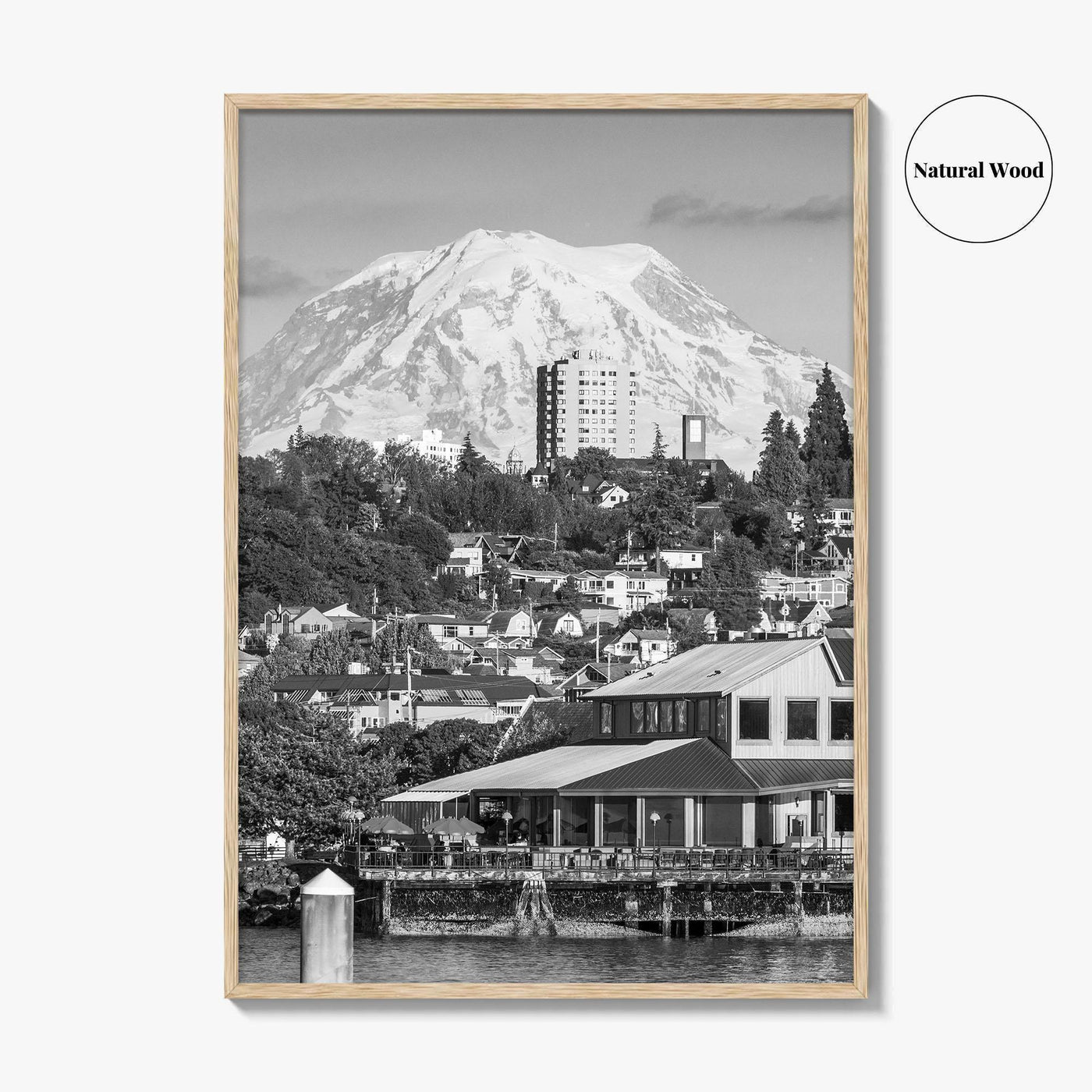 Tacoma Black and White Fine Art Photo Print, Mount Rainier, Washington State Poster