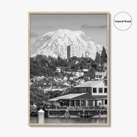 Tacoma Black and White Fine Art Photo Print, Mount Rainier, Washington State Poster