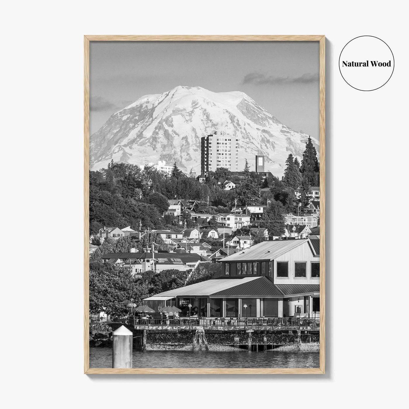 Tacoma Black and White Fine Art Photo Print, Mount Rainier, Washington State Poster