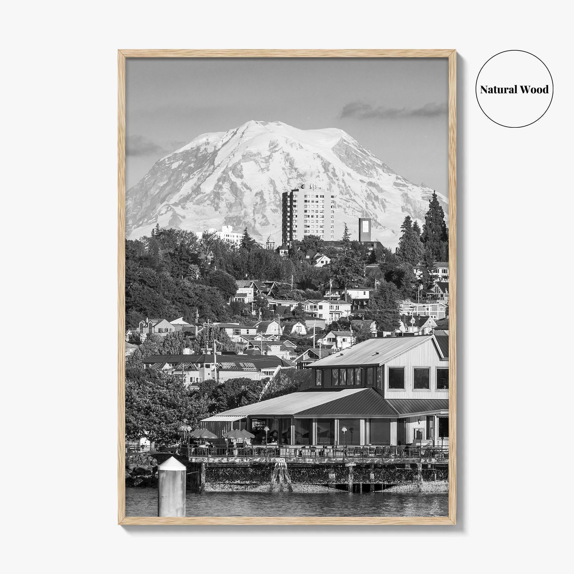 Tacoma Black and White Fine Art Photo Print, Mount Rainier, Washington State Poster
