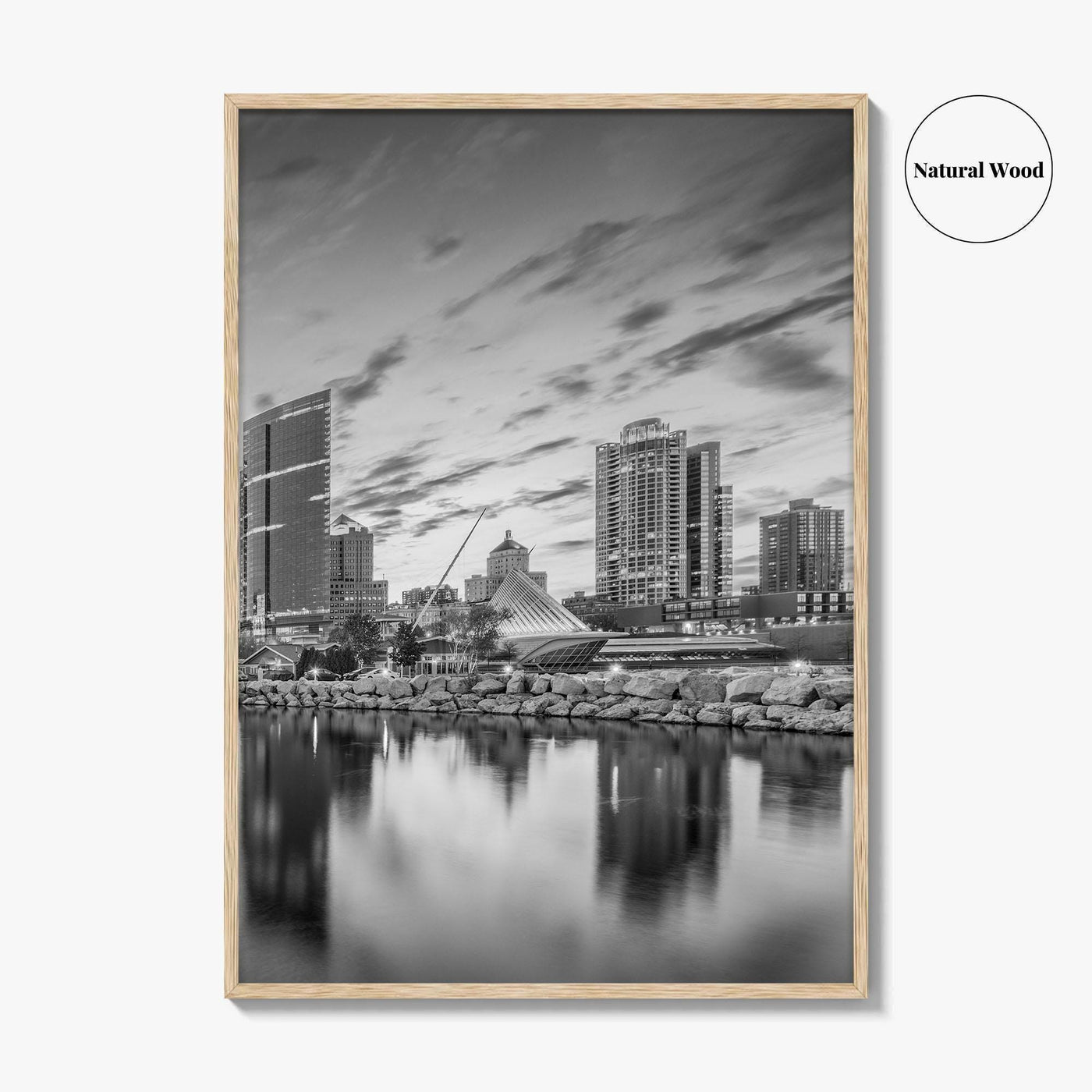 Milwaukee Skyline Black and White Fine Art Photo Print, Wisconsin, USA, Lake Michigan, Poster