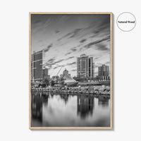 Milwaukee Skyline Black and White Fine Art Photo Print, Wisconsin, USA, Lake Michigan, Poster