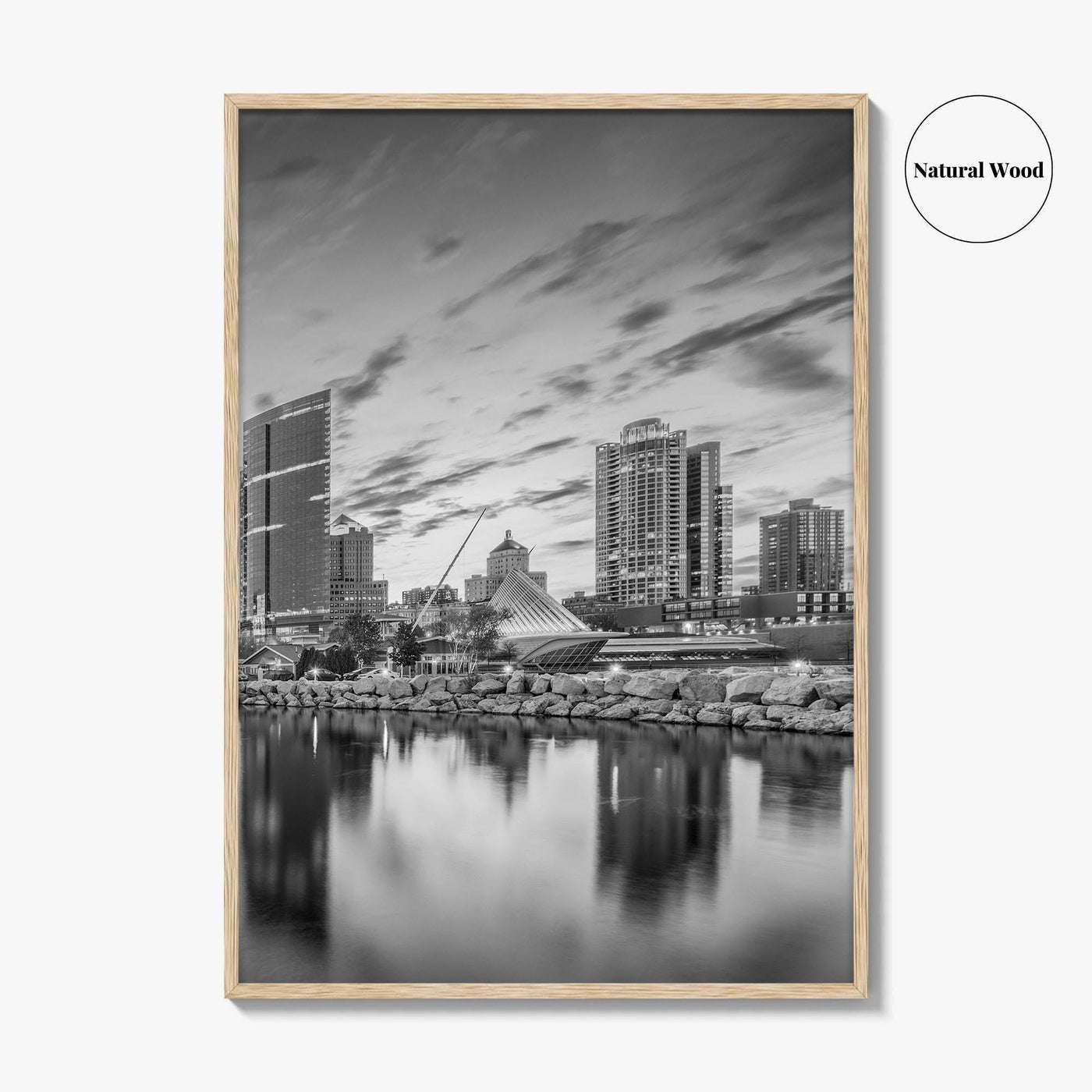 Milwaukee Skyline Black and White Fine Art Photo Print, Wisconsin, USA, Lake Michigan, Poster
