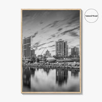Milwaukee Skyline Black and White Fine Art Photo Print, Wisconsin, USA, Lake Michigan, Poster