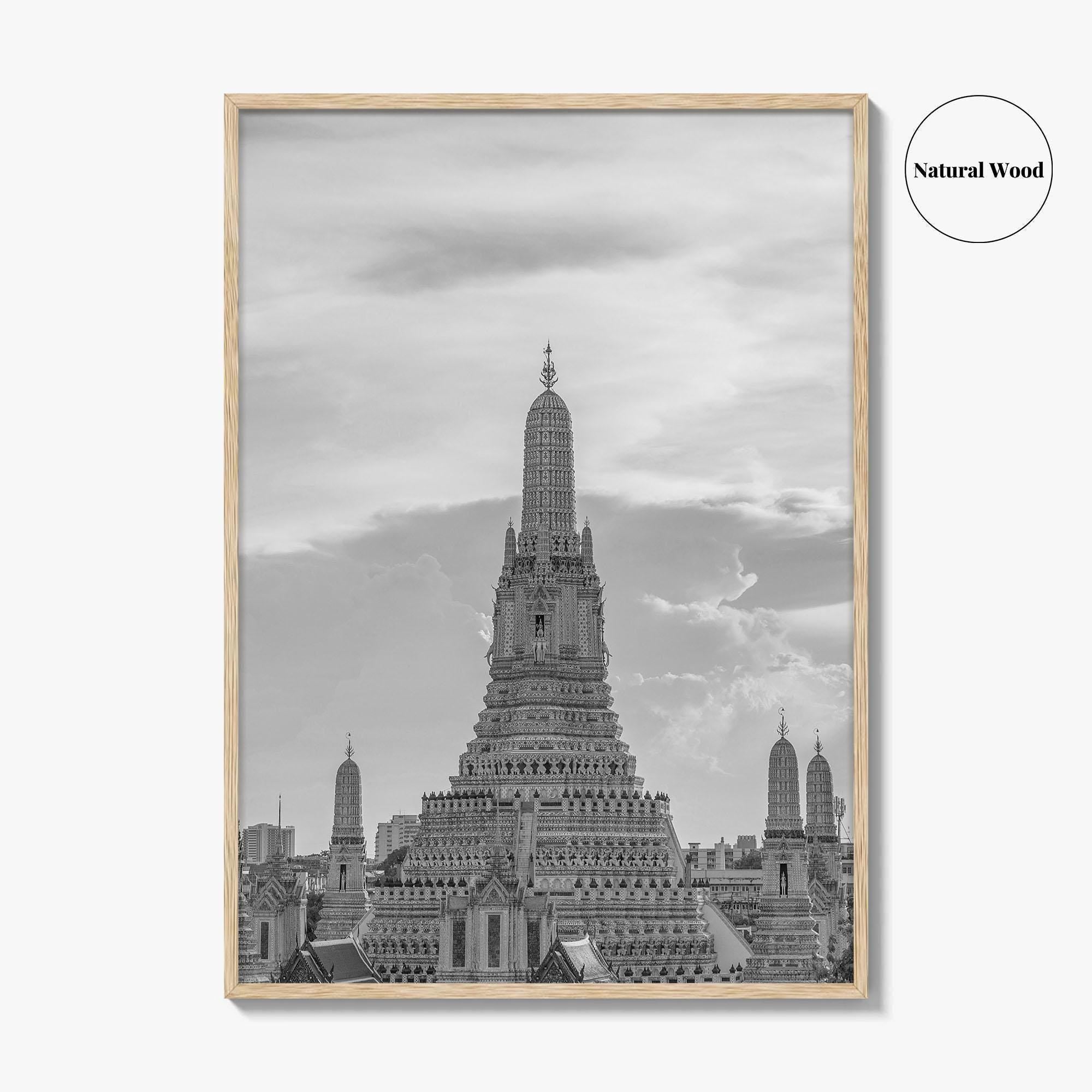 Bangkok Black and White Fine Art Photo Print, Wat Arun Temple Poster, Thailand Poster