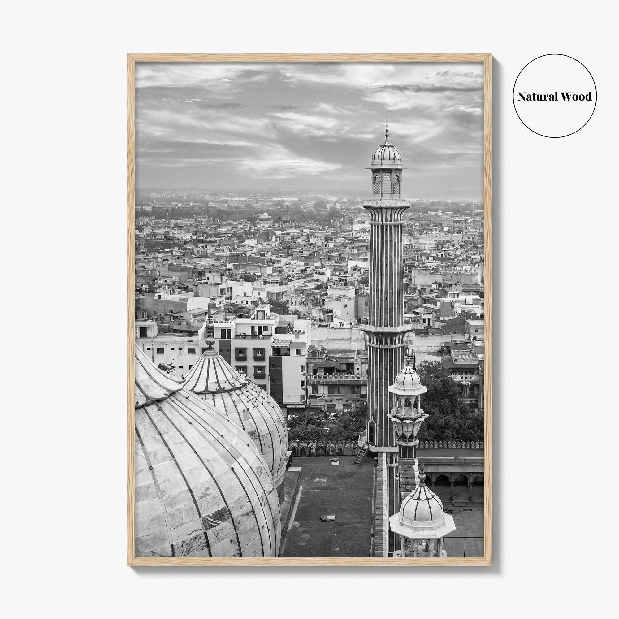 Delhi Black and White Fine Art Photo Print, Jama Masjid India Poster