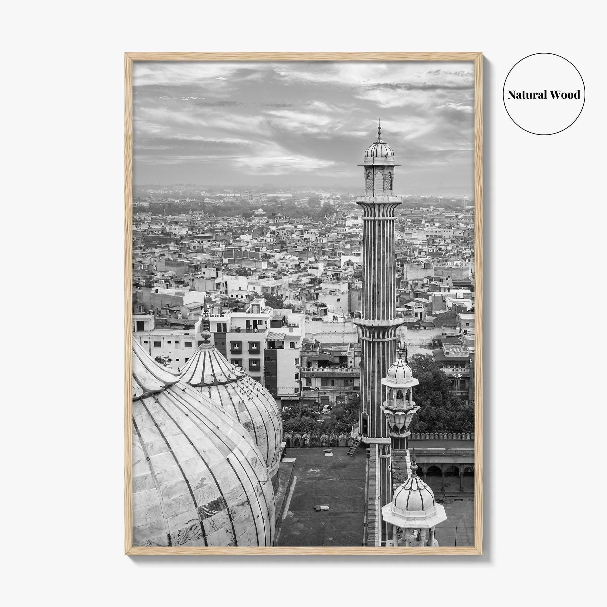Delhi Black and White Fine Art Photo Print, Jama Masjid India Poster