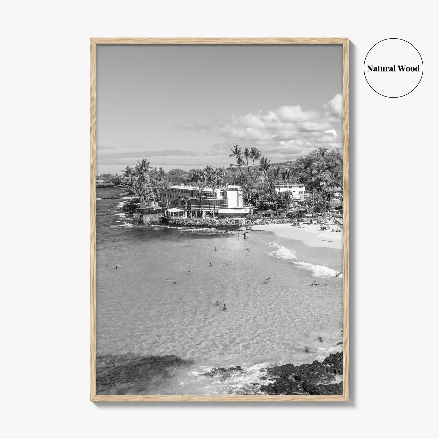 Kailua Kona Black and White Fine Art Photo Print, Magic Sands Beach, Hawaii Poster