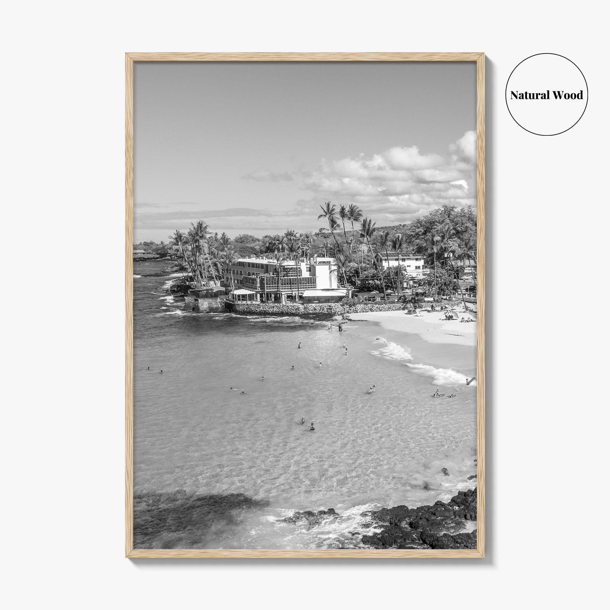 Kailua Kona Black and White Fine Art Photo Print, Magic Sands Beach, Hawaii Poster