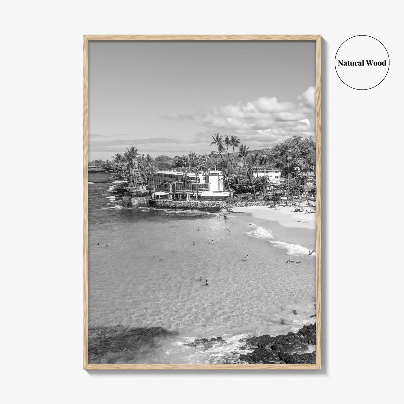 Kailua Kona Black and White Fine Art Photo Print, Magic Sands Beach, Hawaii Poster