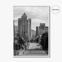 Roanoke Skyline Black and White Fine Art Photo Print, Jefferson Street, Virginia, Wall Decor