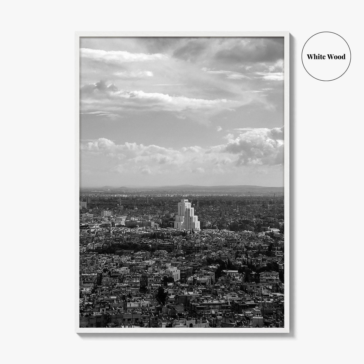 Damascus Skyline Black and White Fine Art Photo Print, Mount Qasioun View, Syria Poster