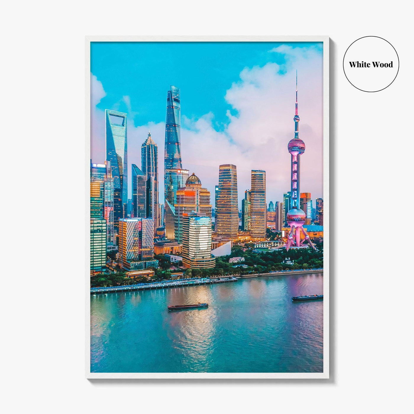 Shanghai Skyline Fine Art Photo Print, Pudong, Aerial Night, China Wall Decor Poster