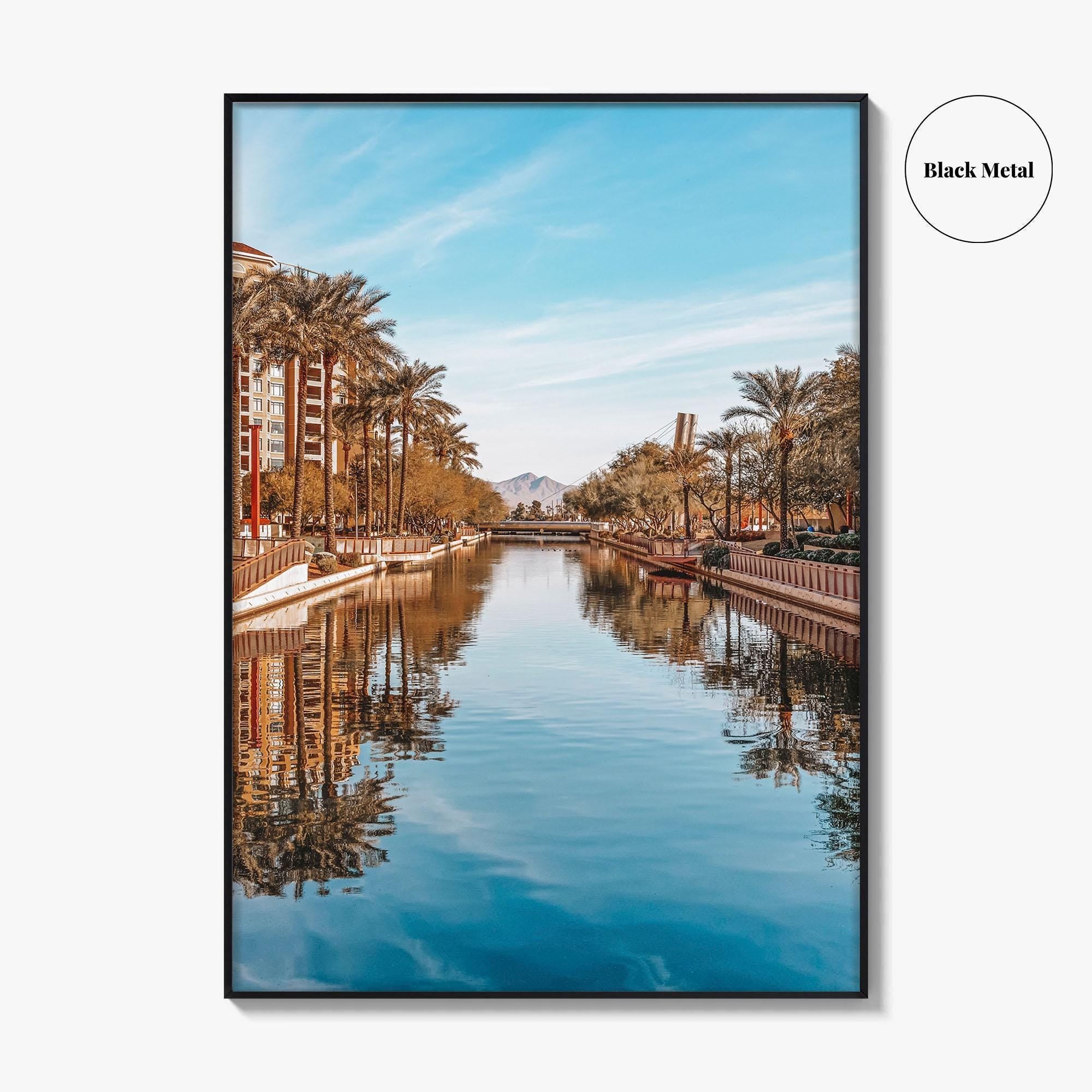 Scottsdale Fine Art Photo Print, Old Town Canal Waterfront, Arizona Wall Decor Poster, USA