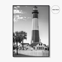 Tybee Island Black and White Fine Art Photo Print, Lighthouse, Georgia, USA Wall Poster