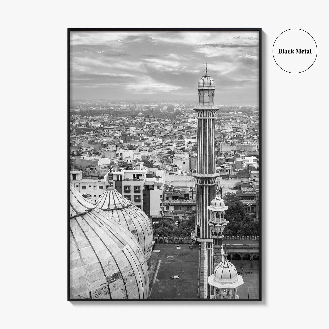Delhi Black and White Fine Art Photo Print, Jama Masjid India Poster