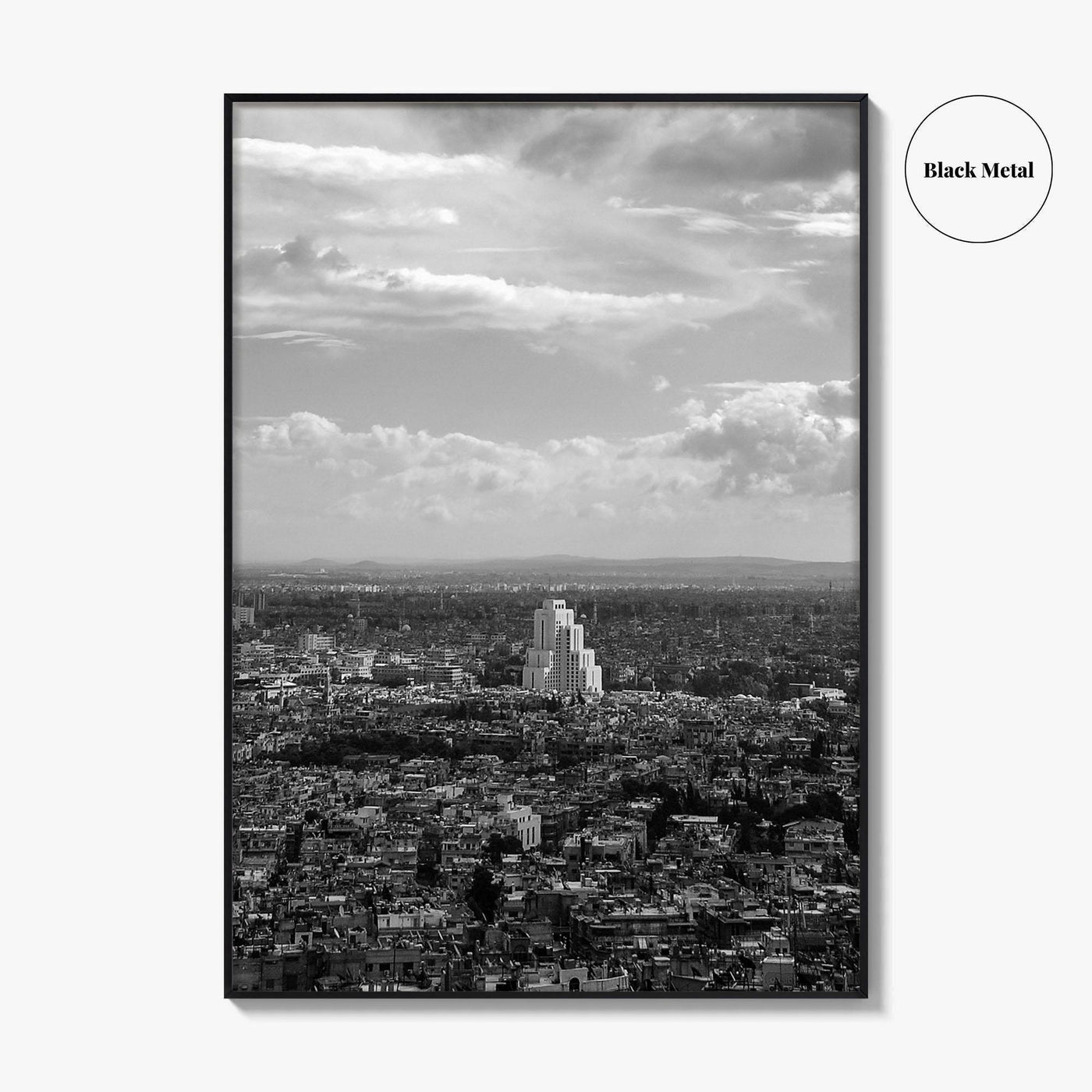 Damascus Skyline Black and White Fine Art Photo Print, Mount Qasioun View, Syria Poster