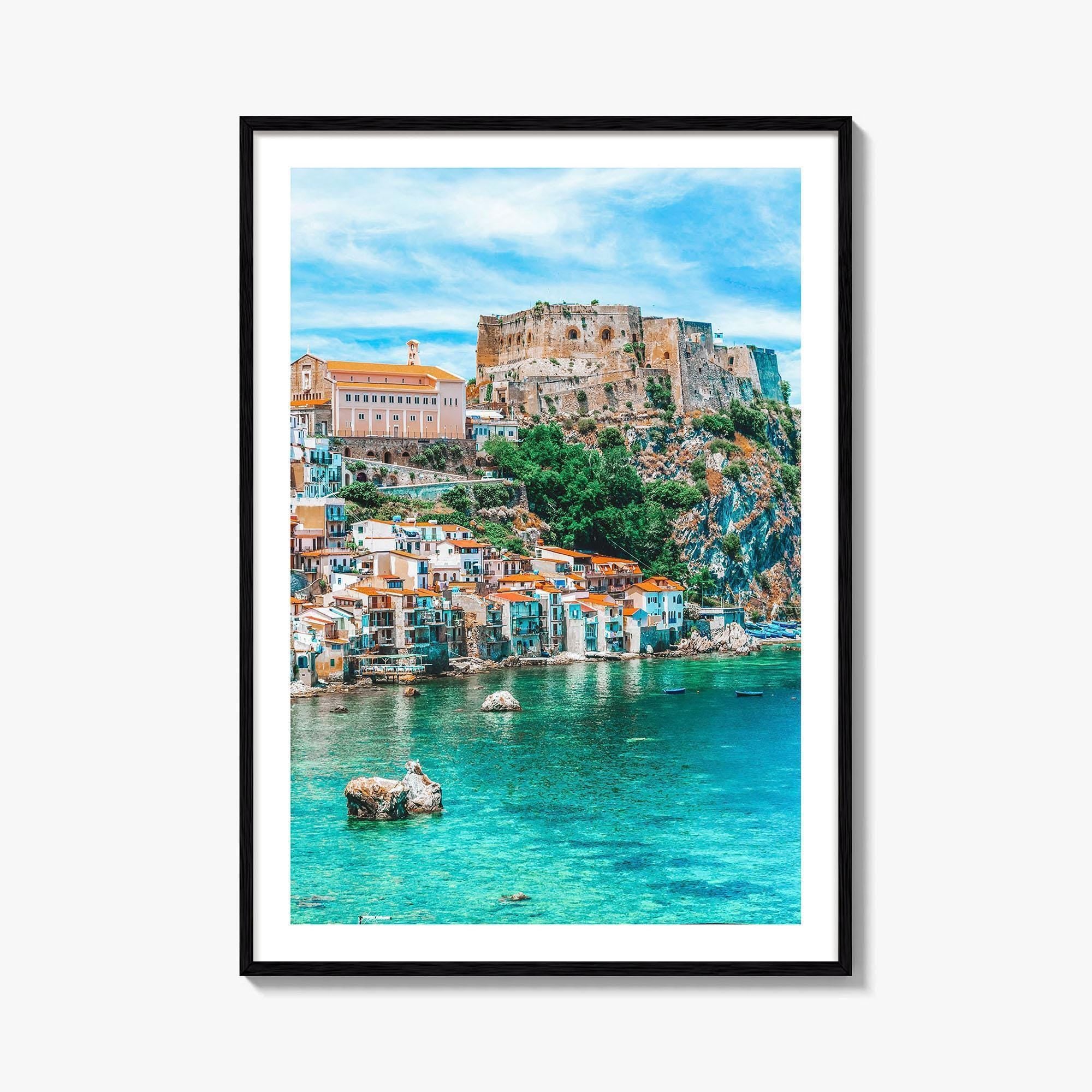 Calabria Fine Art Photo Print, Scilla Italy Wall Poster, Medieval Castle