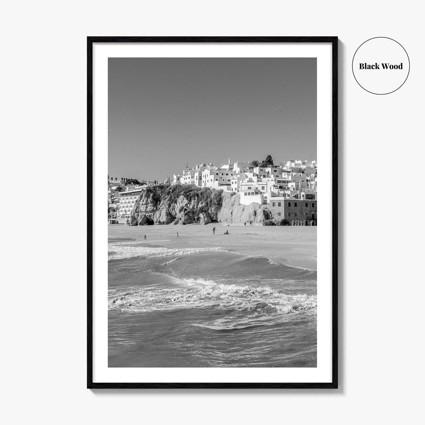 Albufeira Black and White Fine Art Photo Print, Algarve Portugal, Beach Wall Decor Poster