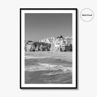 Albufeira Black and White Fine Art Photo Print, Algarve Portugal, Beach Wall Decor Poster