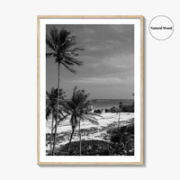 Barbados Black and White Fine Art Photo Print, Caribbean Beach Landscape Poster