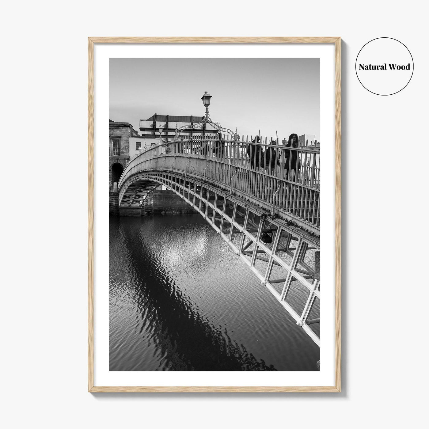 Dublin Black and White Fine Art Photo Print, Ha'penny Bridge, River Liffey, Ireland Poster