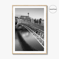 Dublin Black and White Fine Art Photo Print, Ha'penny Bridge, River Liffey, Ireland Poster