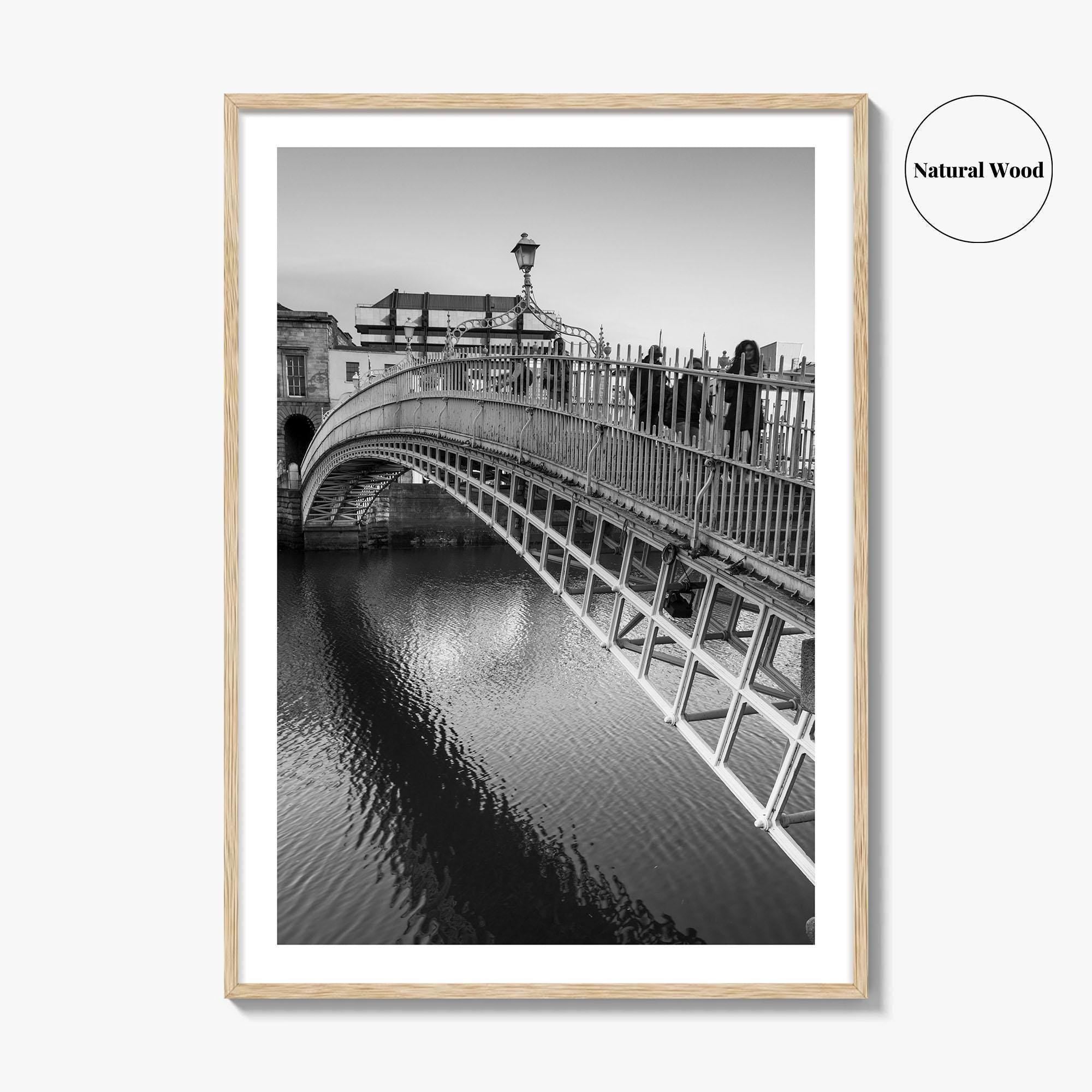 Dublin Black and White Fine Art Photo Print, Ha'penny Bridge, River Liffey, Ireland Poster