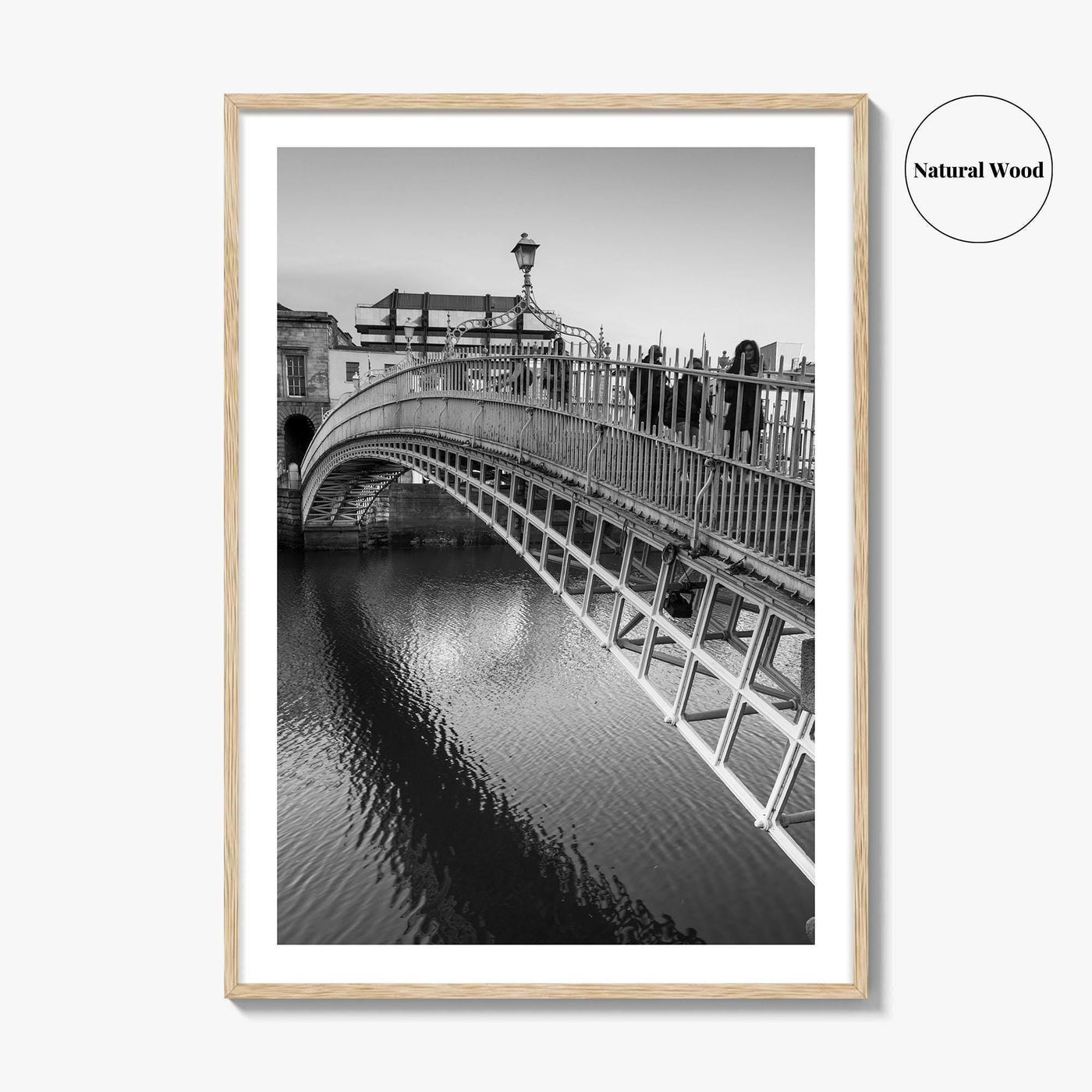 Dublin Black and White Fine Art Photo Print, Ha'penny Bridge, River Liffey, Ireland Poster
