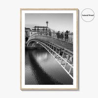 Dublin Black and White Fine Art Photo Print, Ha'penny Bridge, River Liffey, Ireland Poster