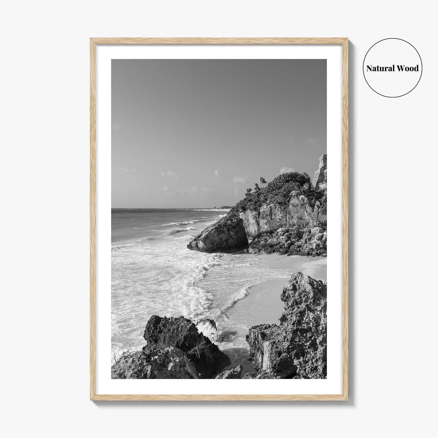 Tulum Black and White Fine Art Photo Print, Maya Ruins Quintana Roo Mexico Poster