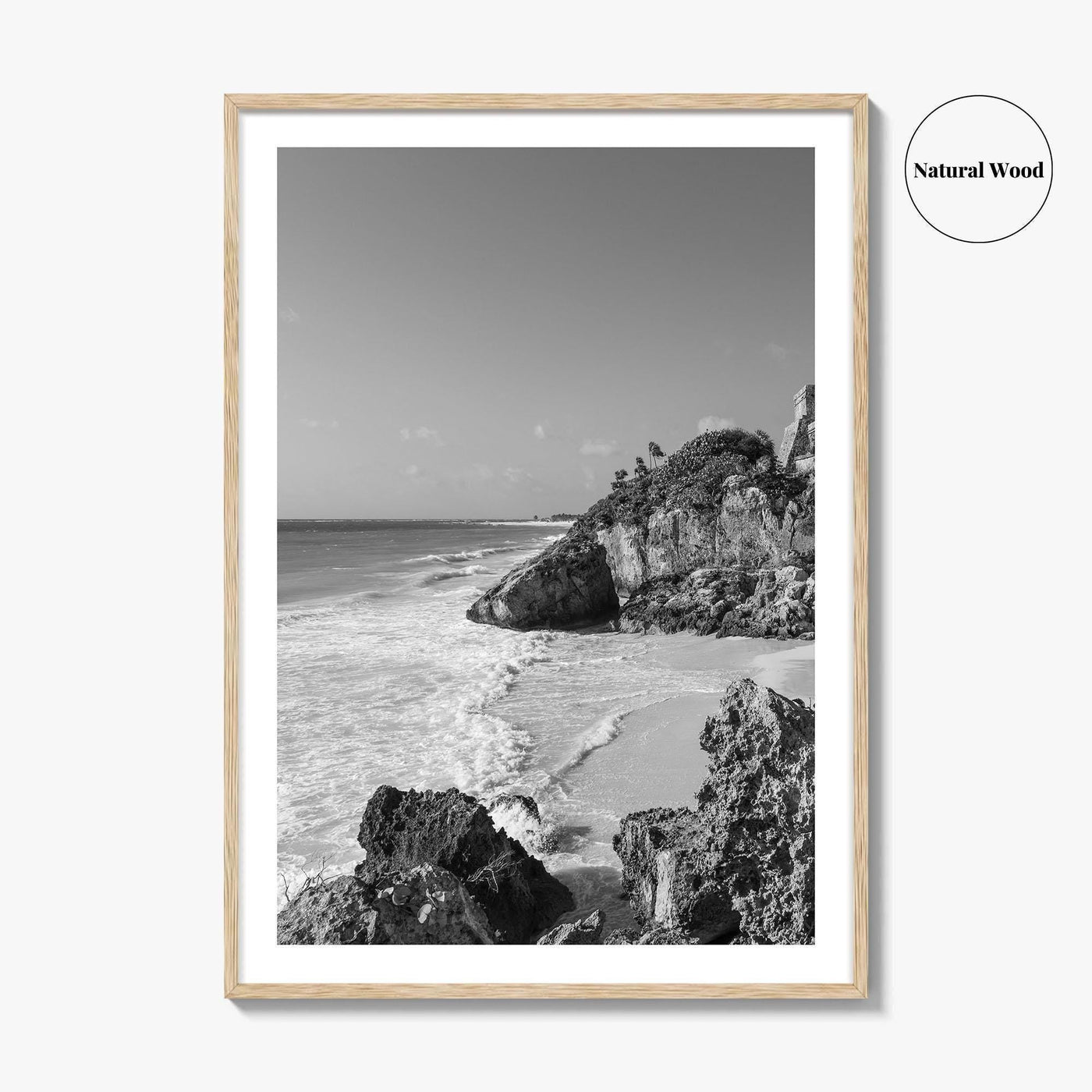 Tulum Black and White Fine Art Photo Print, Maya Ruins Quintana Roo Mexico Poster